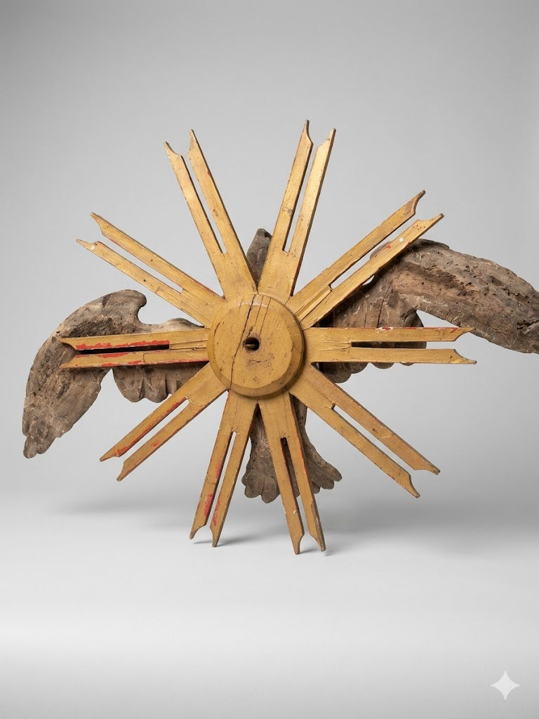 Große Heiliggeisttaube im Strahlenkranz – Holz geschnitzt sowie gefasst, um 1800