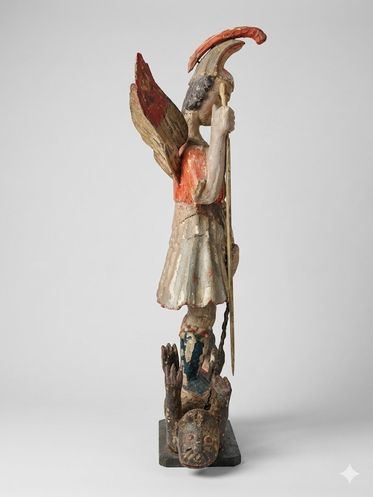 Monumentaler Heiliger Michael im Kampf mit dem Drachen – Spanien/Portugal um 1650