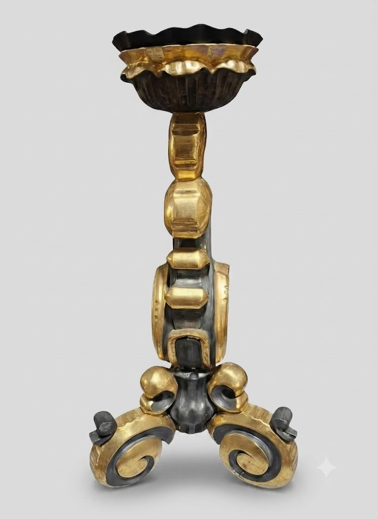 Prachtvoller Barock-Stil Altarleuchter – Teilvergoldet und gefasst, um 1900