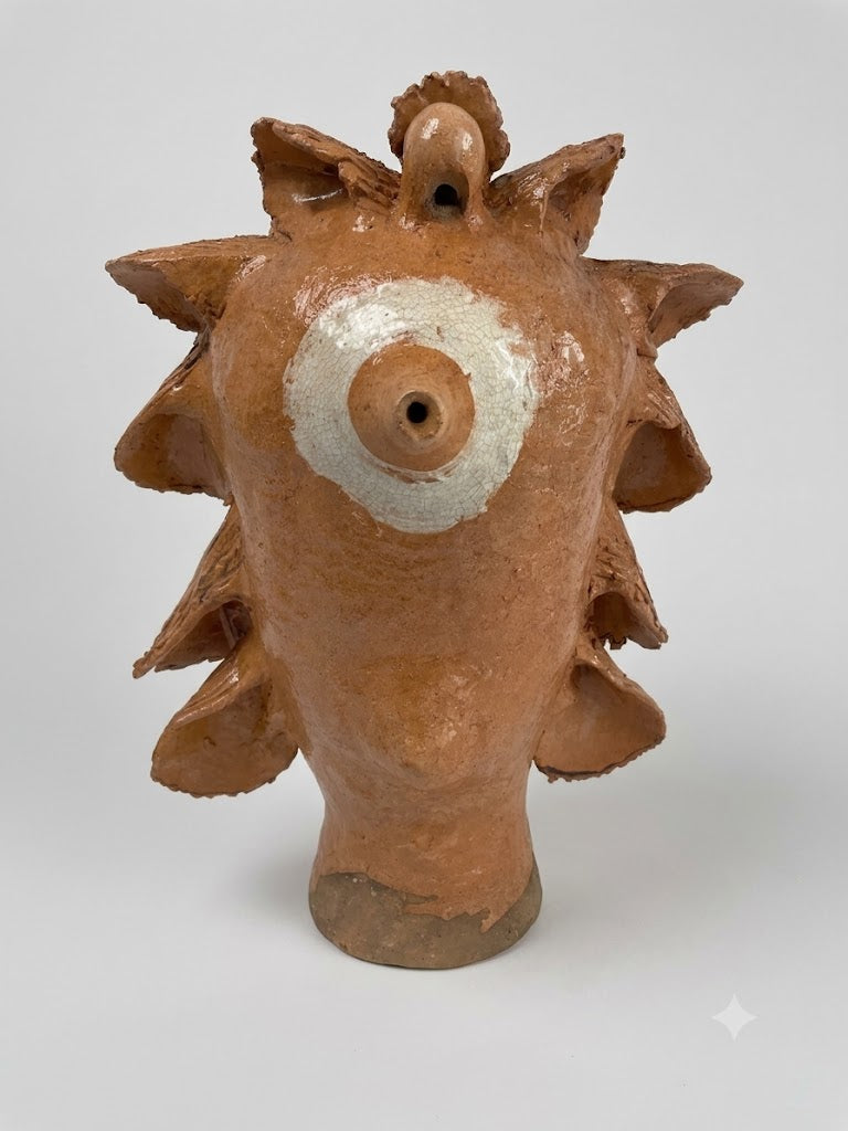 Großer Memento-Mori-Totenkopf aus Terrakotta (Suedtirol, 1960)