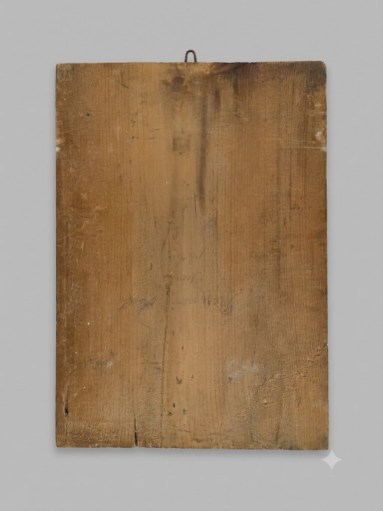 Antikes alpines Votivbild mit Kühen – Handgemalt & gefasst, bäuerliche Volkskunst um 1850