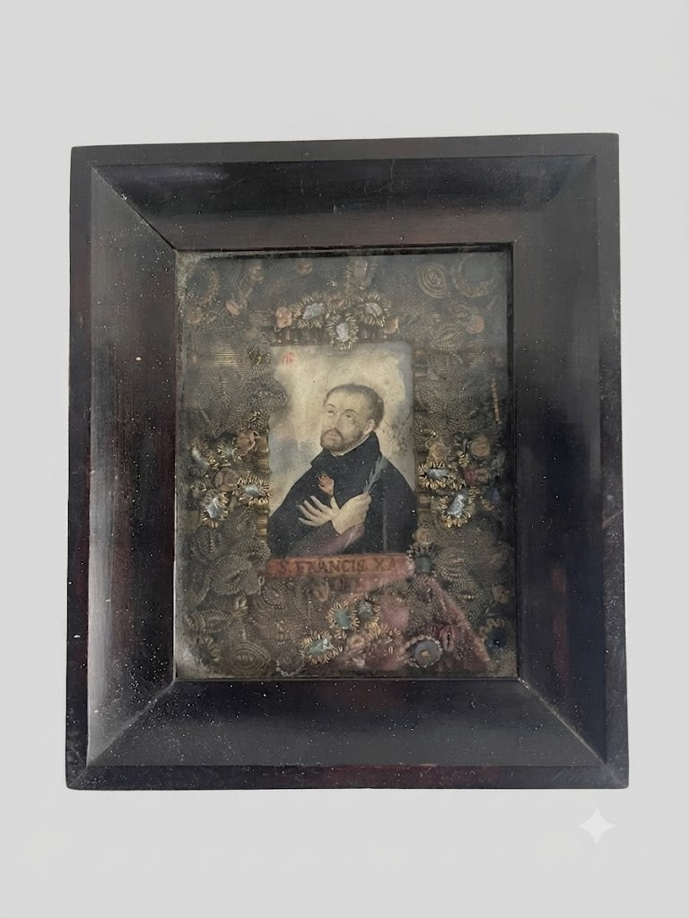 Spirituelles Meisterwerk: Antikes Votivbild mit dem Heiligen Antonius als Klosterarbeit (um 1800)