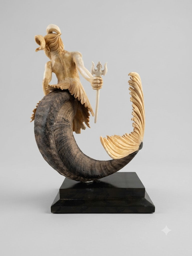 Meisterhafte Schnitzkunst: Mythologischer Capricornus (Meeresziege)