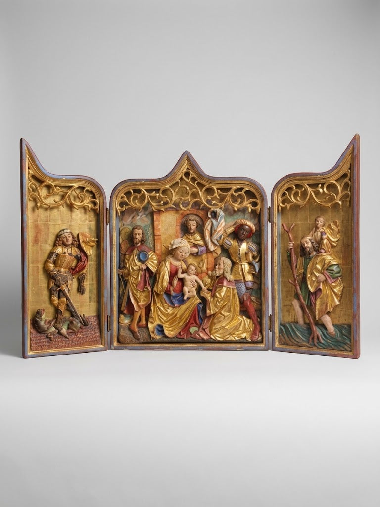 Musealer Hausaltar nach Vorbild des Bacher-Altars – Südtirol, um 1900