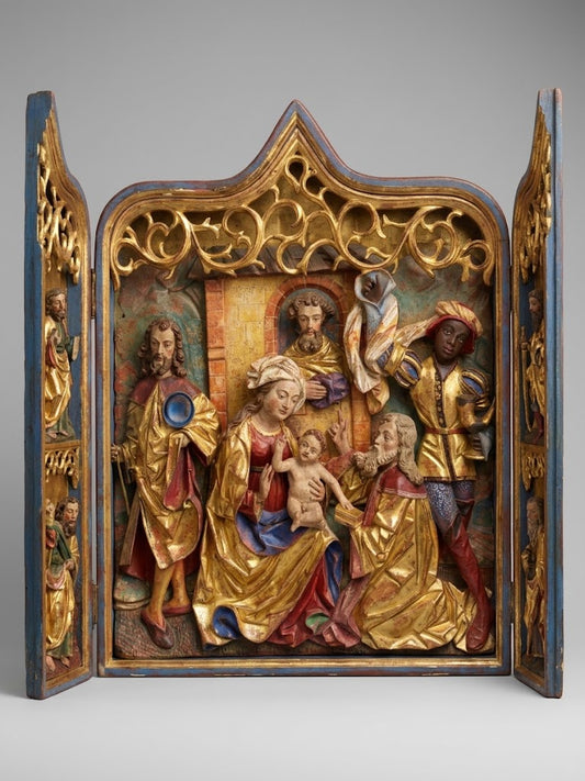 Musealer Hausaltar nach Vorbild des Bacher-Altars – Südtirol, um 1900