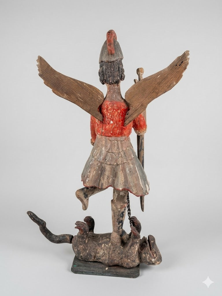 Monumentaler Heiliger Michael im Kampf mit dem Drachen – Spanien/Portugal um 1650