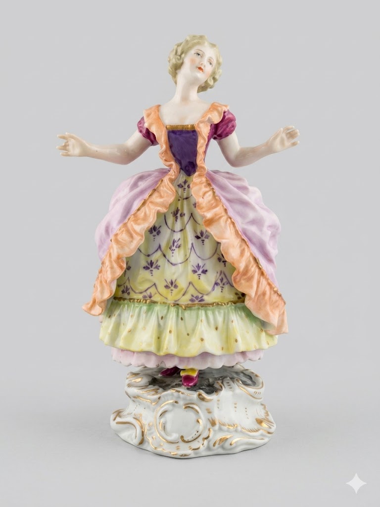 Porzellanfigur: Rokoko-Tänzerin von Carl Thieme (Potschappel)