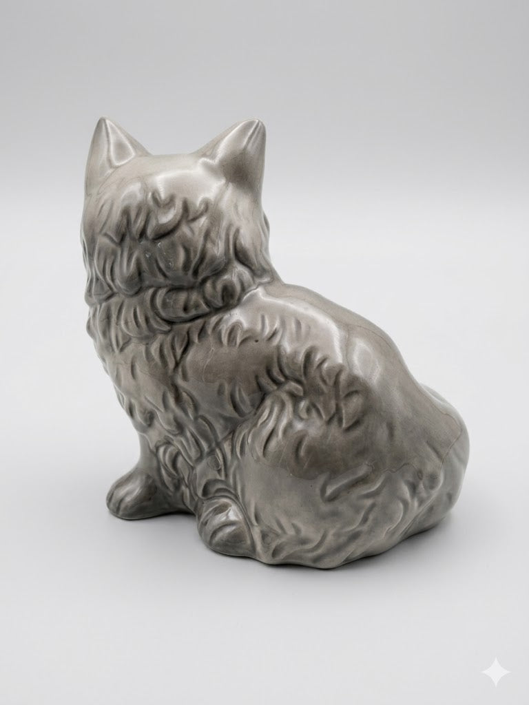 Goebel Porzellanfigur – Sitzende Langhaarkatze in Schiefergrau