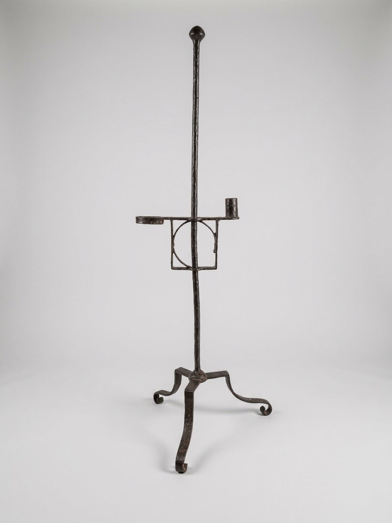 Schmiedeeisen-Standleuchter / Höhenverstellbarer Kerzen- und Kienspanhalter – Um 1700 (Barock)