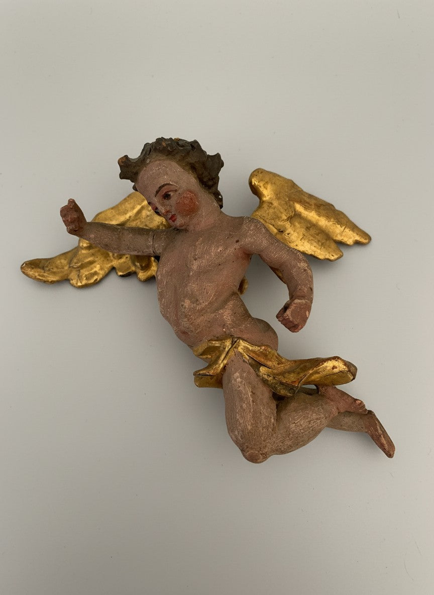 Musealer Barock-Krippenengel um 1750 – Holz geschnitzt & gefasst (16 cm)