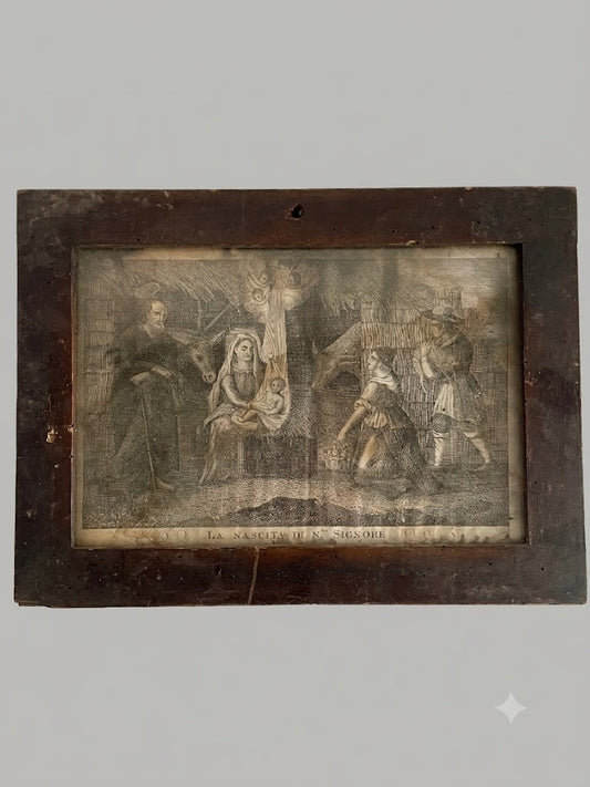Seltener italienischer Kupferstich „Die Geburt unseres Herrn“ – Barock, um 1700