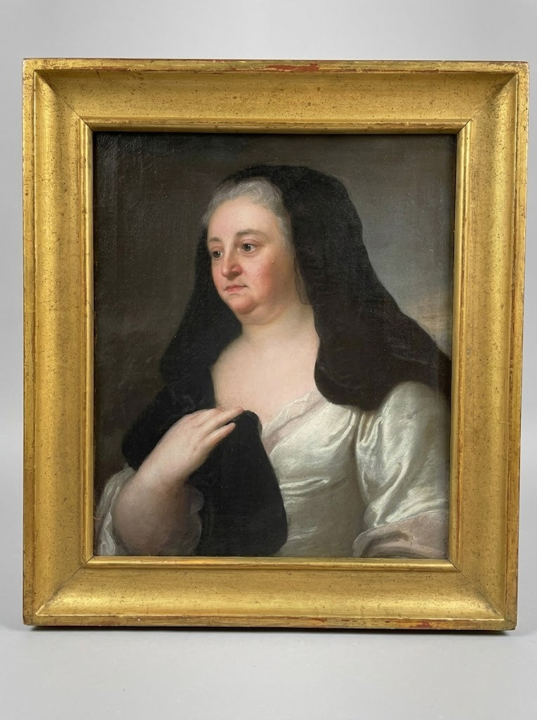 Repräsentatives Porträt der Kaiserin Maria Theresia im Witwenschleier – 18. Jahrhundert