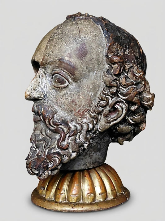 Bedeutende barocke Memento-Mori-Skulptur / Vanitas-Kopf (17. / 18. Jahrhundert)