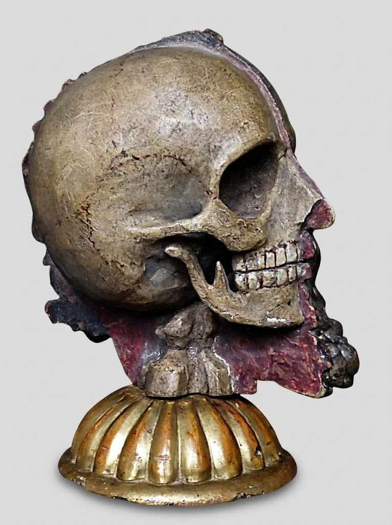 Bedeutende barocke Memento-Mori-Skulptur / Vanitas-Kopf (17. / 18. Jahrhundert)