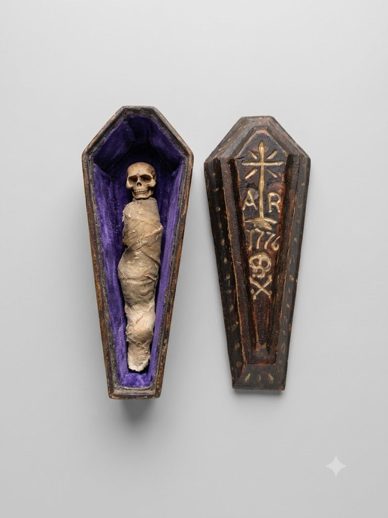 Seltenes Memento Mori „Tödlein“ im Sarg – Südtirol um 1770