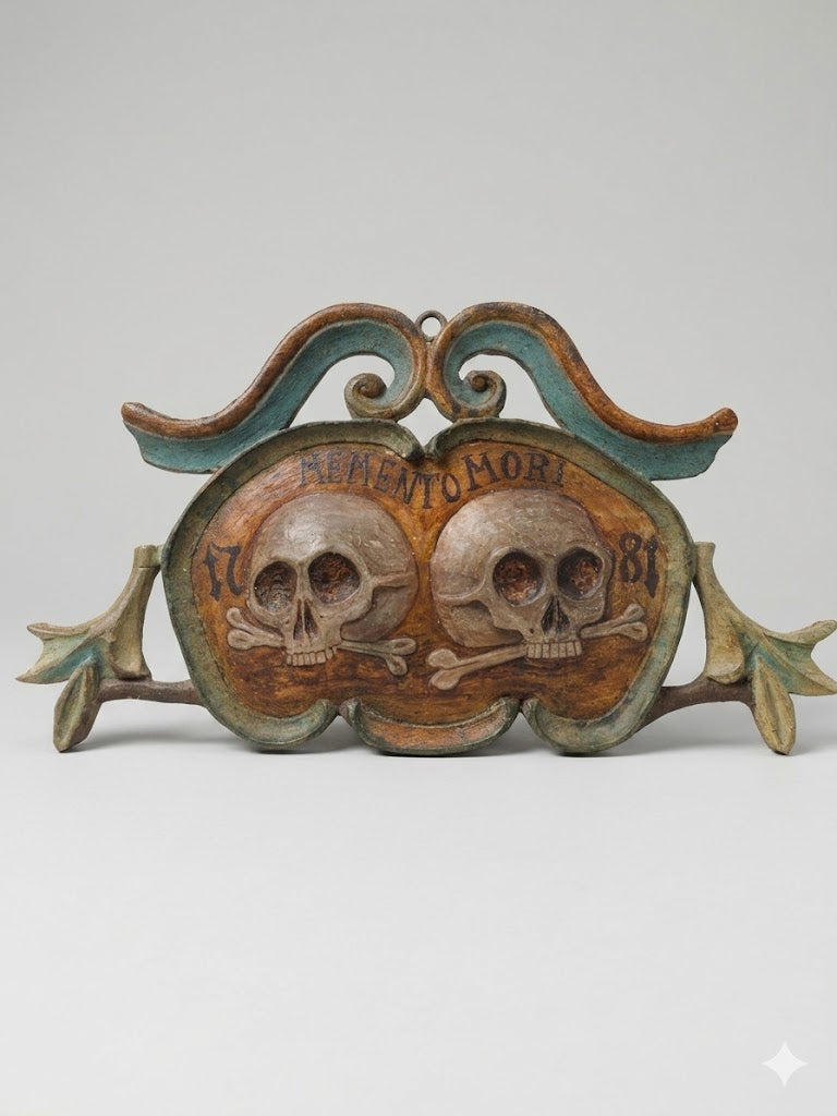 Seltene Memento Mori Totentafel von 1781 – Holz geschnitzt und gefasst, Bayern – inkl. Expertise