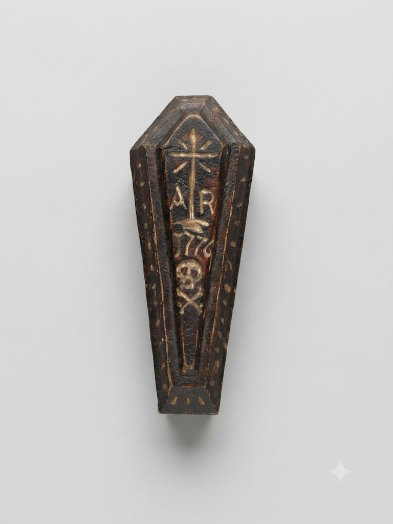 Seltenes Memento Mori „Tödlein“ im Sarg – Südtirol um 1770