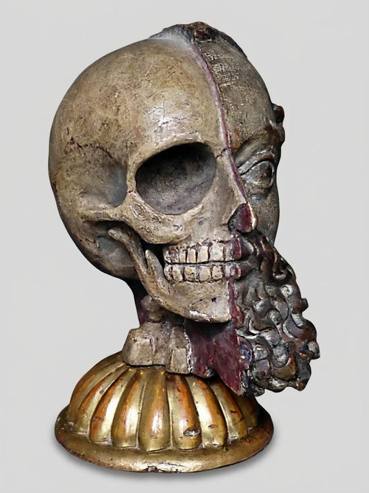 Bedeutende barocke Memento-Mori-Skulptur / Vanitas-Kopf (17. / 18. Jahrhundert)