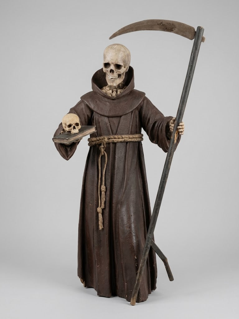 Memento-Mori-Skulptur „Der personifizierte Tod als Mönch“ – Um 1800