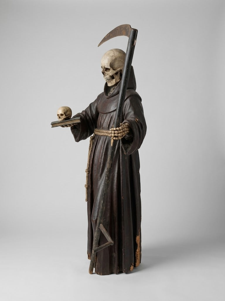 Memento-Mori-Skulptur „Der personifizierte Tod als Mönch“ – Um 1800