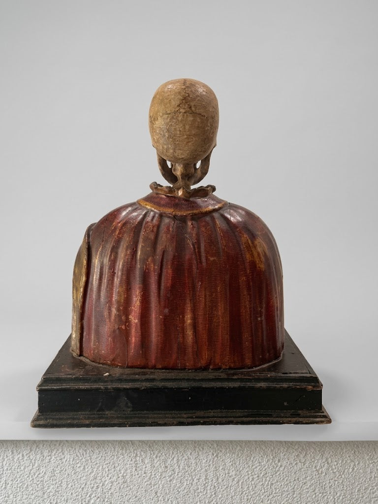Memento-Mori-Büste eines Kriegers / Reliquienbüste – Italien, Holz geschnitzt & gefasst