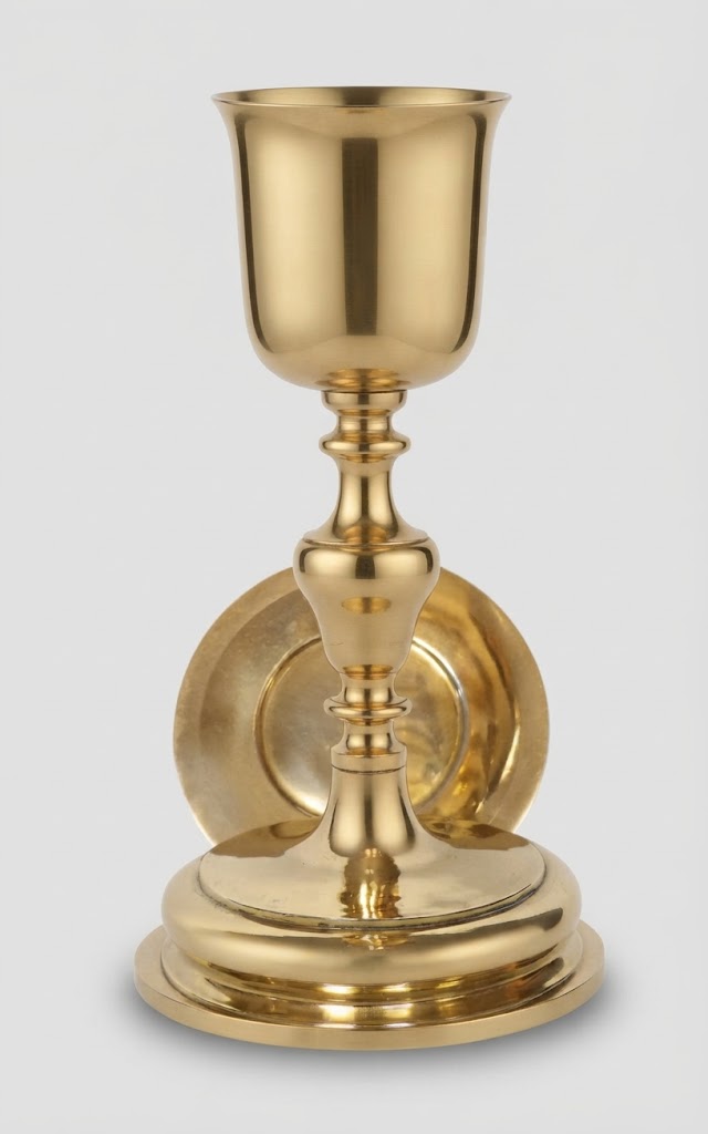 Prächtiger französischer Messkelch mit Patene im originalen Etui in barocker Form