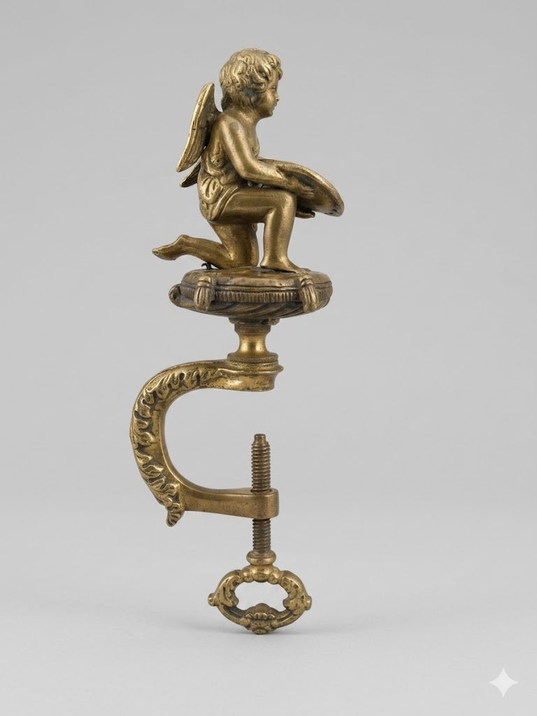 Bronze-Nadelkissen mit Tischklammer – Historismus um 1880
