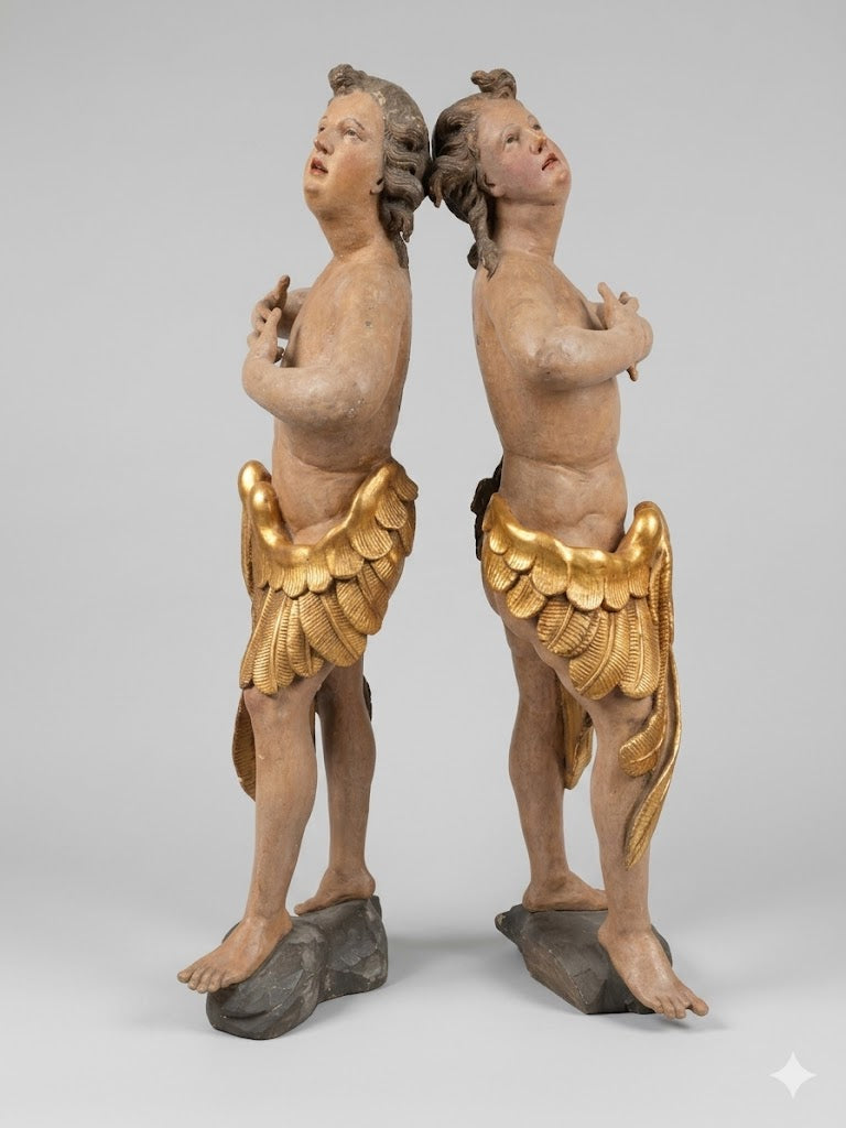 Bedeutendes Paar Barock-Engel – Wohl Umkreis Schwanthaler, Oberösterreich um 1800