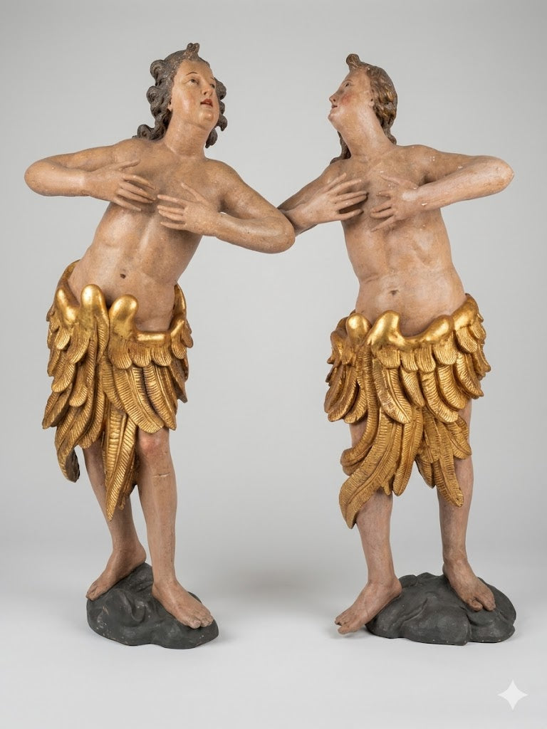 Bedeutendes Paar Barock-Engel – Wohl Umkreis Schwanthaler, Oberösterreich um 1800
