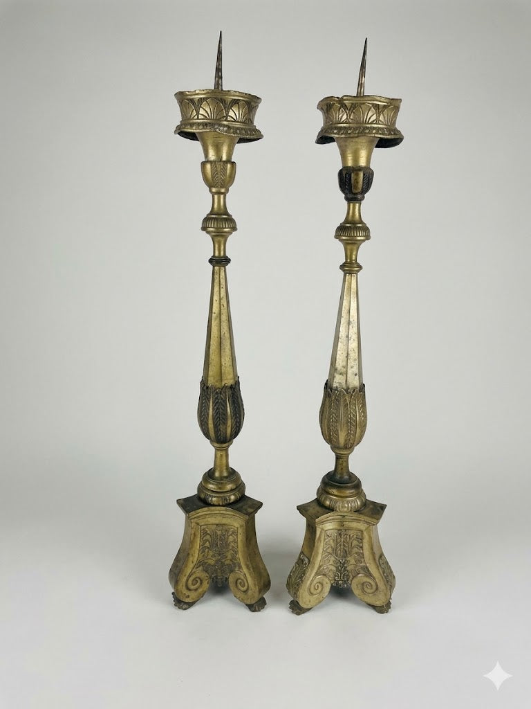 Paar monumentale barocke Altarleuchter – Versilbert, Deutschland um 1750