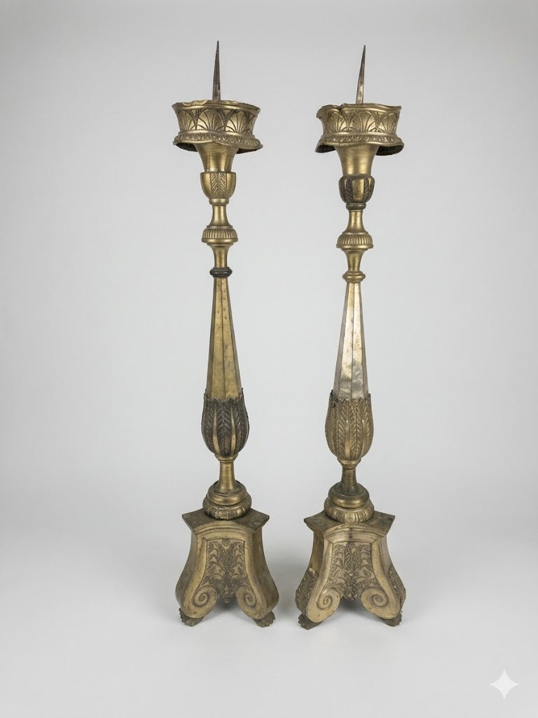 Paar monumentale barocke Altarleuchter – Versilbert, Deutschland um 1750