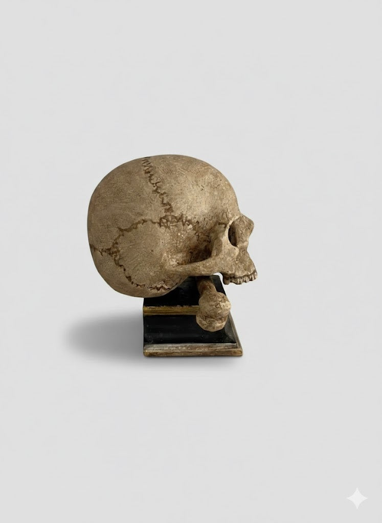 Seltener holzgeschnitzter Totenkopf (um 1900)