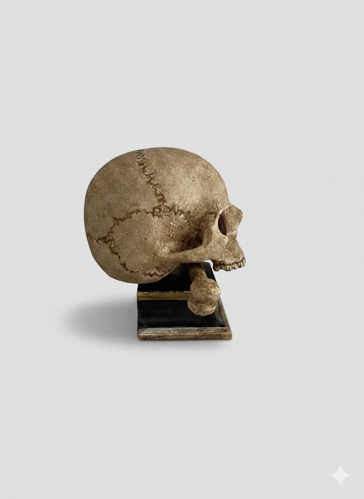Seltener holzgeschnitzter Totenkopf (um 1900)