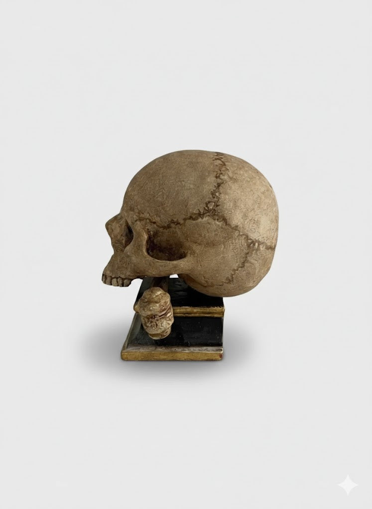 Seltener holzgeschnitzter Totenkopf (um 1900)