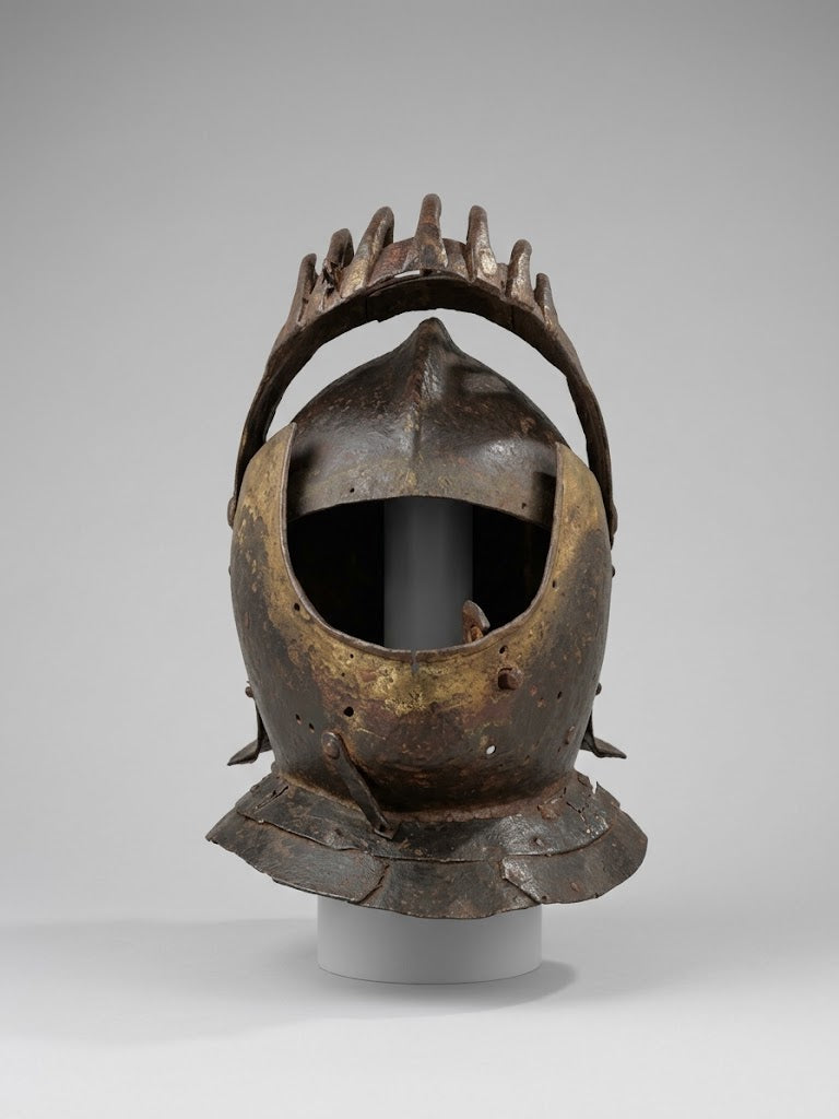 Historischer Turnierhelm – Umbau zum Schlachthelm (um 1600)