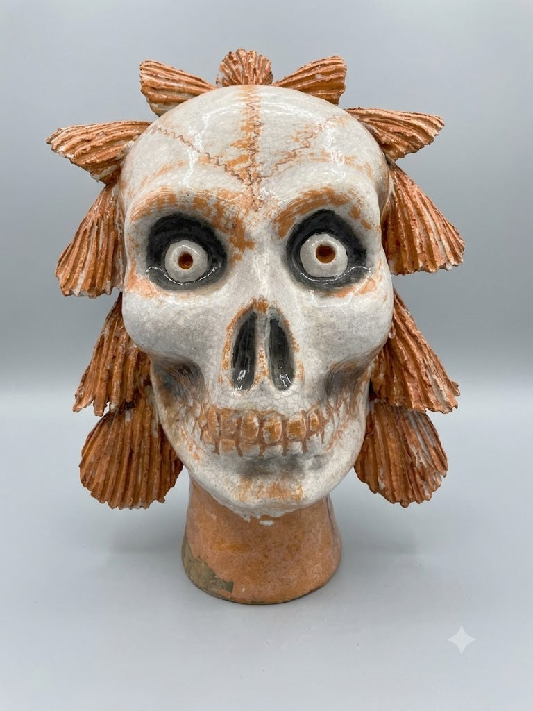Großer Memento-Mori-Totenkopf aus Terrakotta (Suedtirol, 1960)