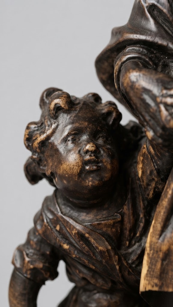 Barocke Lindenholzfigur Heiliger Josef mit dem Jesuskind (Italien, frühes 18. Jahrhundert)