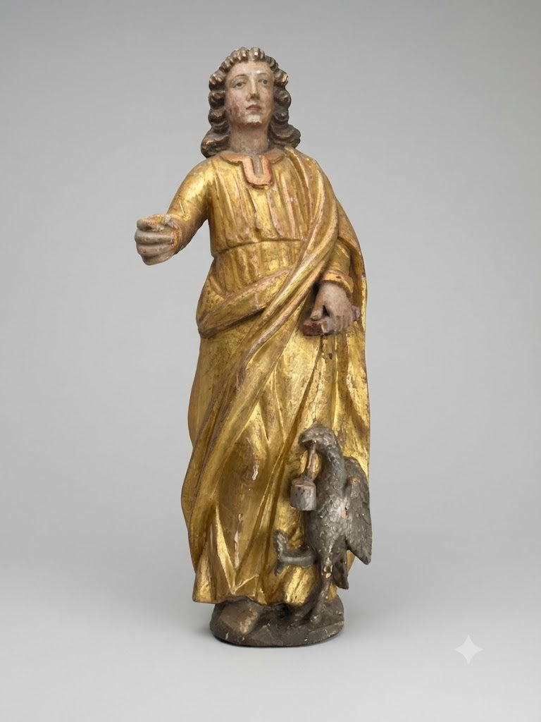 Barock-Skulptur: Heiliger Johannes mit Adler (ca. 1700)
