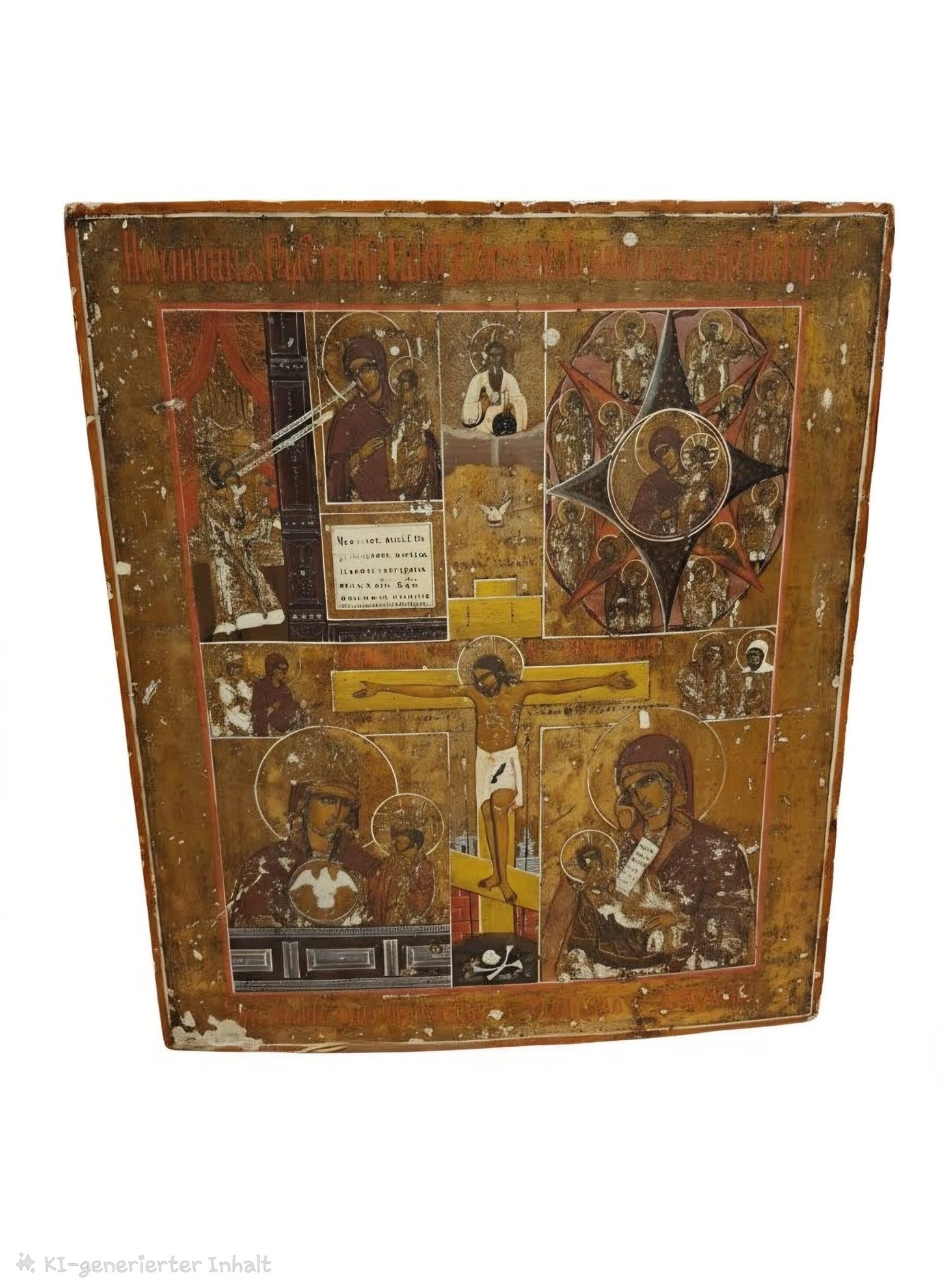 Seltene russische Ikone um 1780 – Vierfeld-Ikone mit Gottesmutter-Darstellungen auf Silbergrund