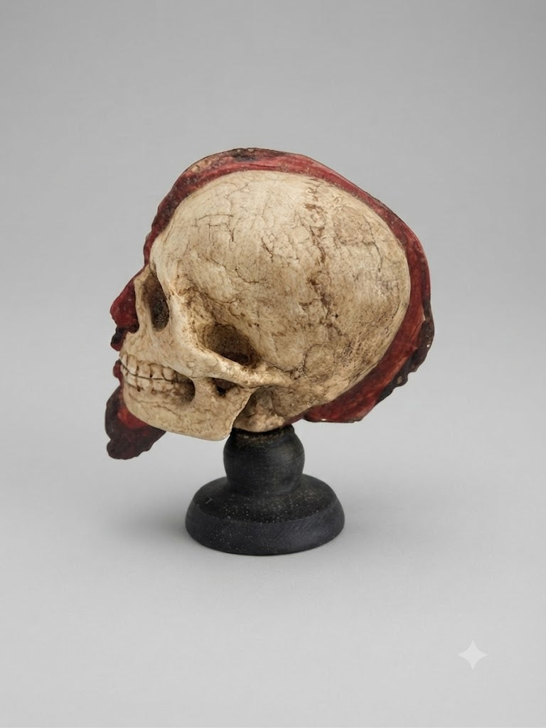 Memento Mori: Handgeschnitzter Miniatur-Halbkopf „Leben und Tod“ (ca. 1800)