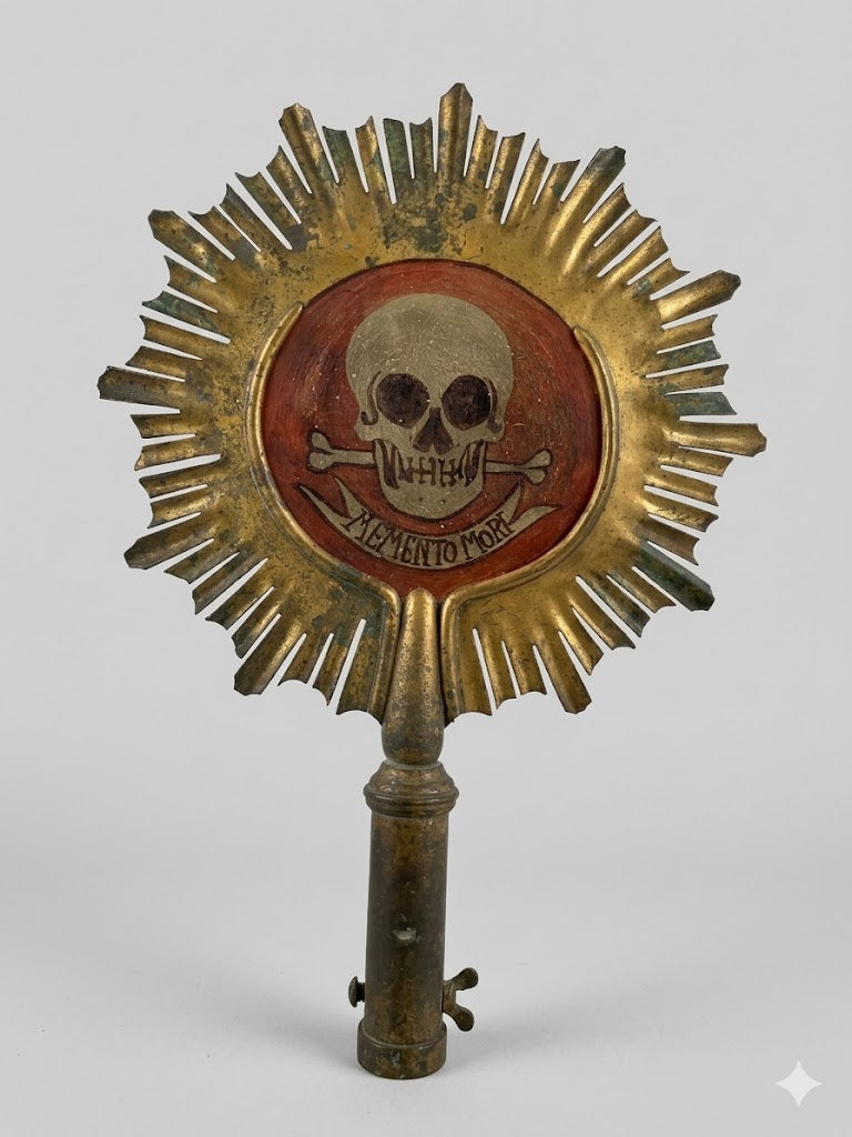 Sakraler Glanz und Vergänglichkeit: Prozessionsstangen-Aufsatz „Memento Mori“ (um 1880)