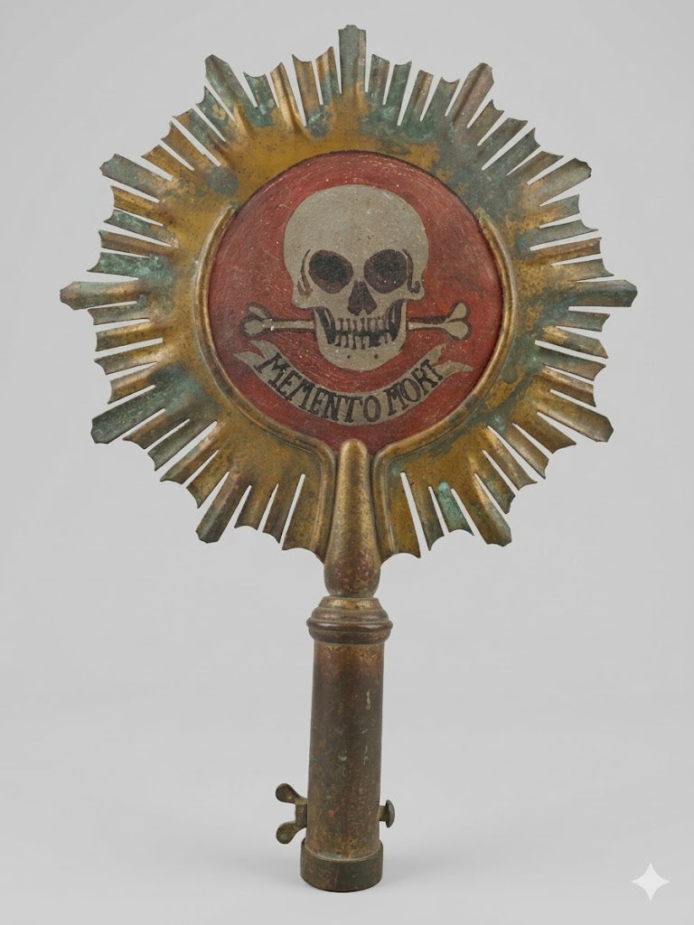 Sakraler Glanz und Vergänglichkeit: Prozessionsstangen-Aufsatz „Memento Mori“ (um 1880)