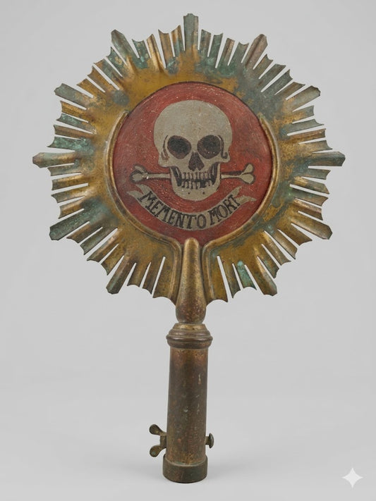 Sakraler Glanz und Vergänglichkeit: Prozessionsstangen-Aufsatz „Memento Mori“ (um 1880)