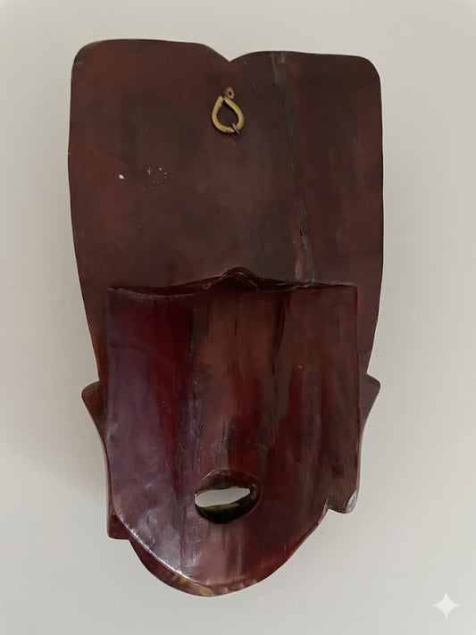 Antike asiatische Wandmaske – Handgeschnitzter Glücksgott / Gelehrter aus Hartholz