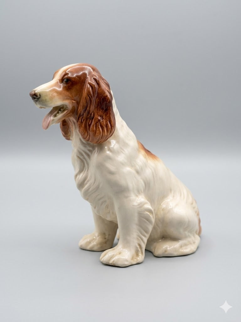 Vintage Keramik-Figur: Sitzender Spaniel – Sammlerstück