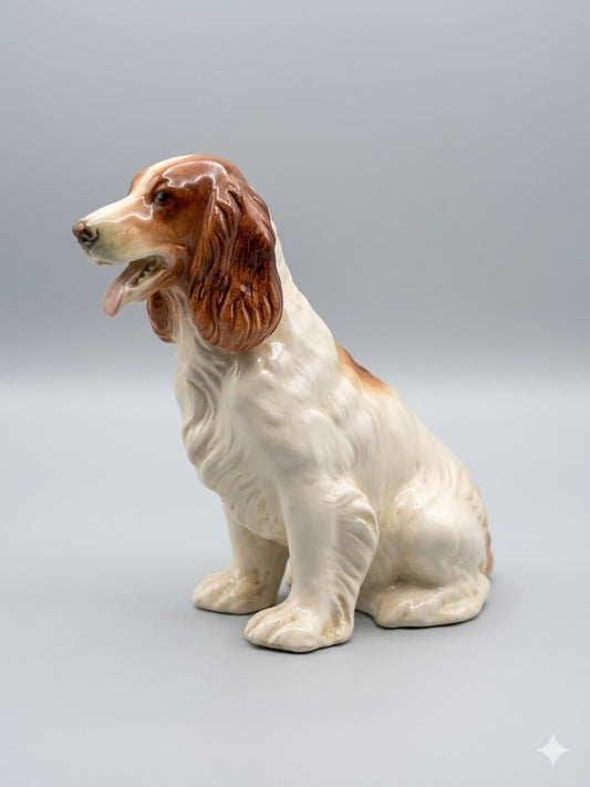 Vintage Keramik-Figur: Sitzender Spaniel – Sammlerstück