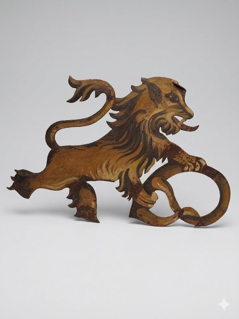 Historisches Bäcker-Zunftzeichen (Zunftausleger) – „Bayerischer Löwe mit Brezel“, um 1800